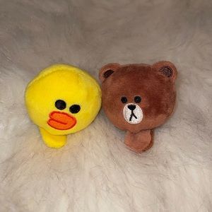 Line Friends Bear and duck hair clips set